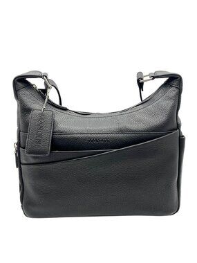 Mancini Black Pebbled Leather June Crossbody Bag